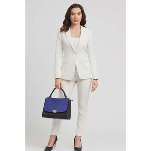 Leather Satchel Shoulder Handbag Purse Black Cream Blue ColorBlock WOMANS WOMENS